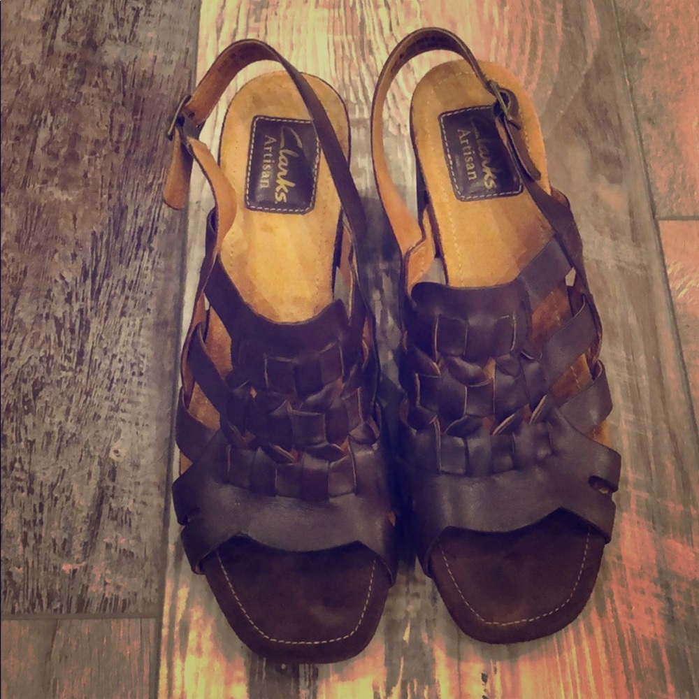 Clark’s Artisan Leather Block Heel Sandals